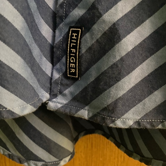 Tommy Hilfiger Mens Extra Large Long Sleeve Blue Button Up Striped Casual Shirt - Picture 4 of 5